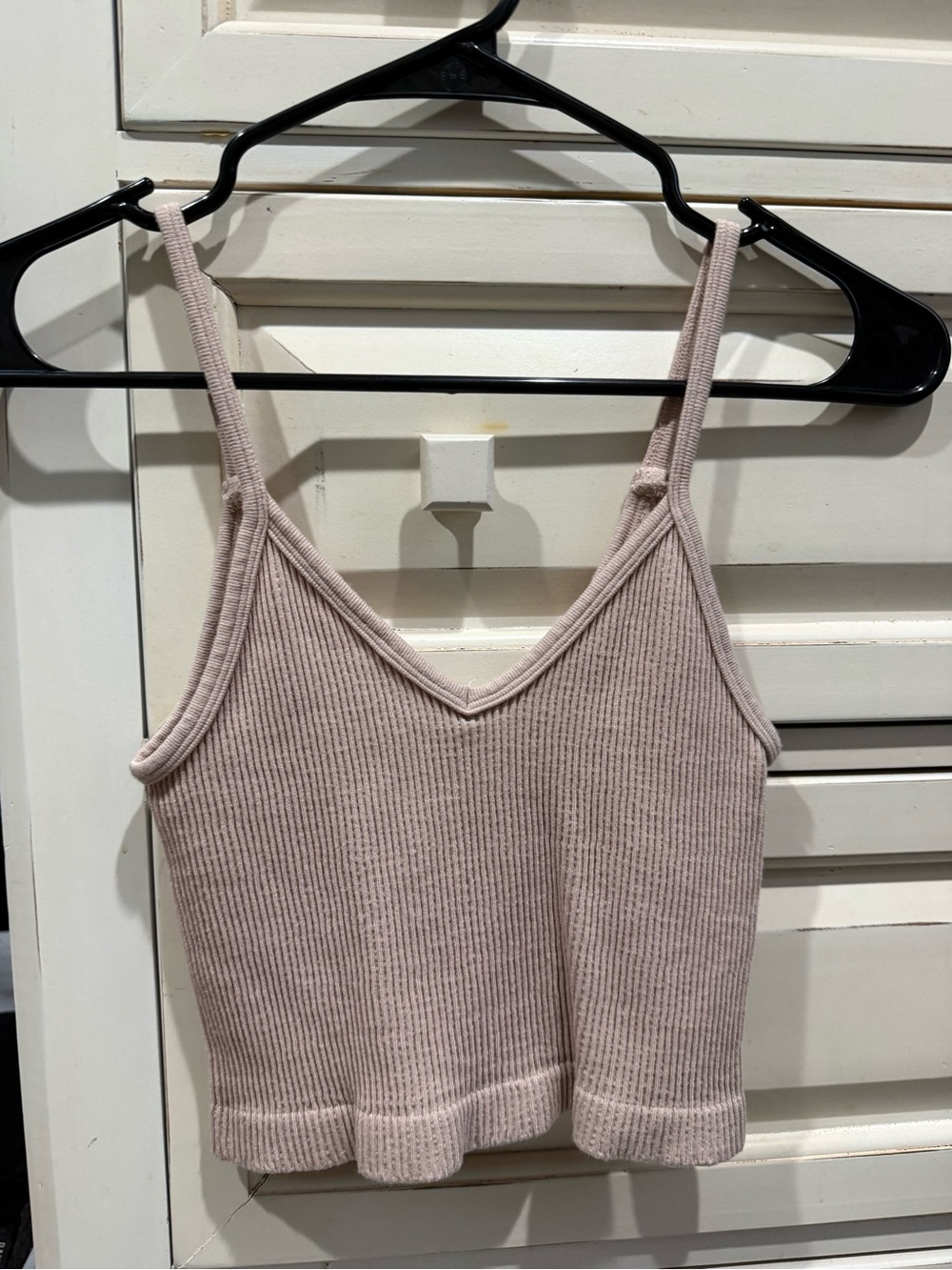 Ribbed V-Neck Knit Cami Tank Top - Blush